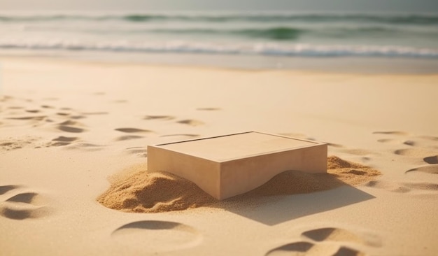 Foto una caja en una playa
