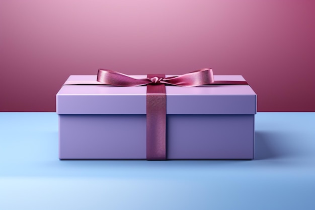 caja de presentación de regalos azul sobre fondo rosado