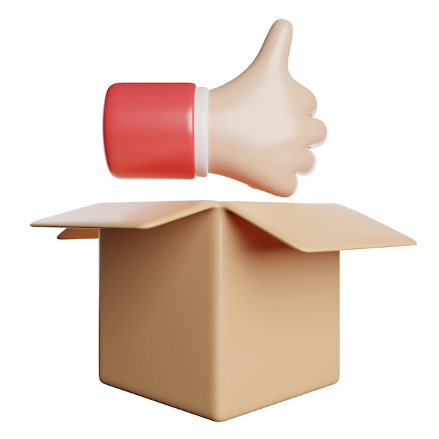 una caja con un pulgar en la parte superior