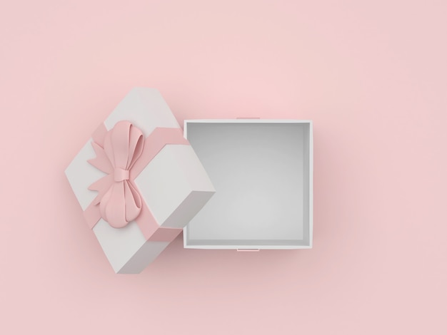 Caja de regalo abierta en blanco en rosa