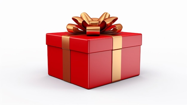 Caja de regalo abierta o caja de regalo con cinta roja sobre un fondo blanco