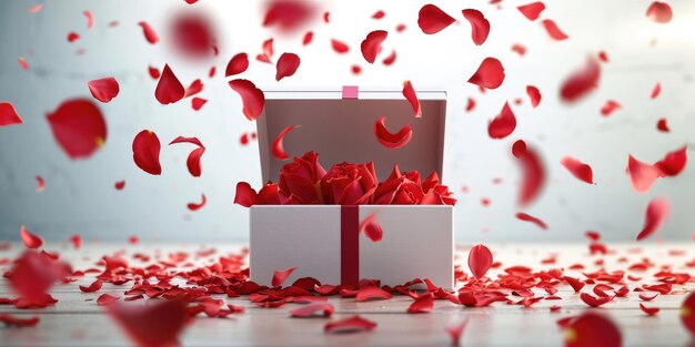 una caja de regalo de amor romántico en el pragma del día de san valentín