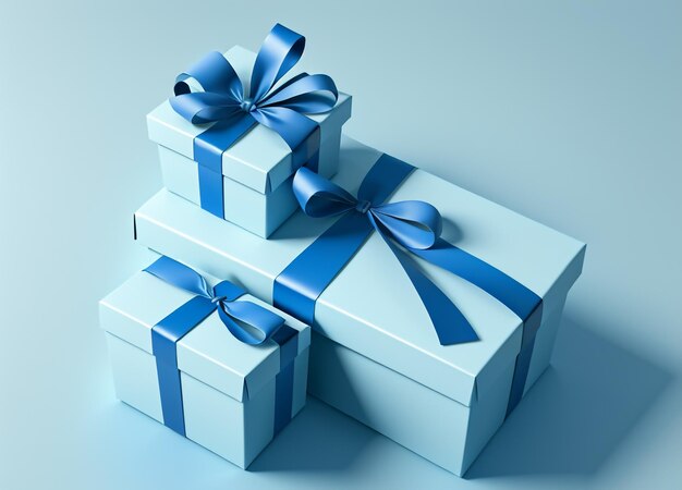 Caja de regalo azul en blanco esperando sorpresas
