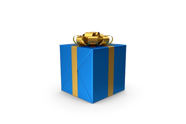 Caja de regalo azul con etiqueta