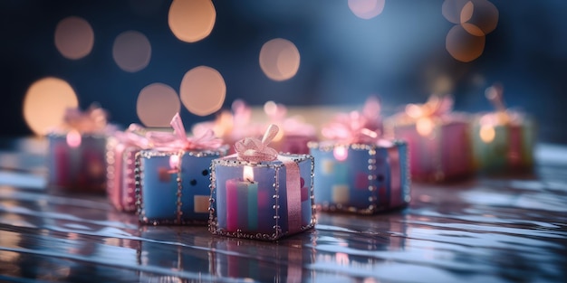 Caja de regalo bien envuelta de compras para celebración de año nuevo presente