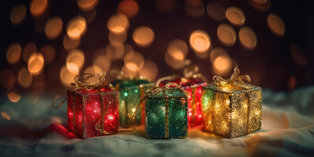 Caja de regalo bien envuelta de compras para celebración de año nuevo presente