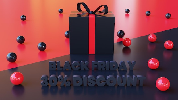 Caja de regalo Black Friday 3D 30 por ciento de descuento