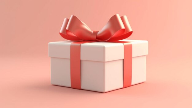 Caja de regalo blanca abierta en blanco o caja de regalo con rojo Ai Generative