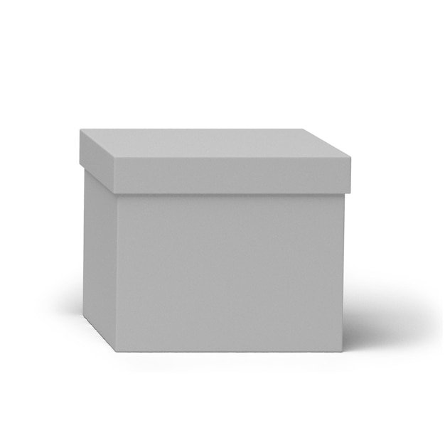 Caja de regalo blanca en blanco aislada en blanco para el diseño de concepto actual