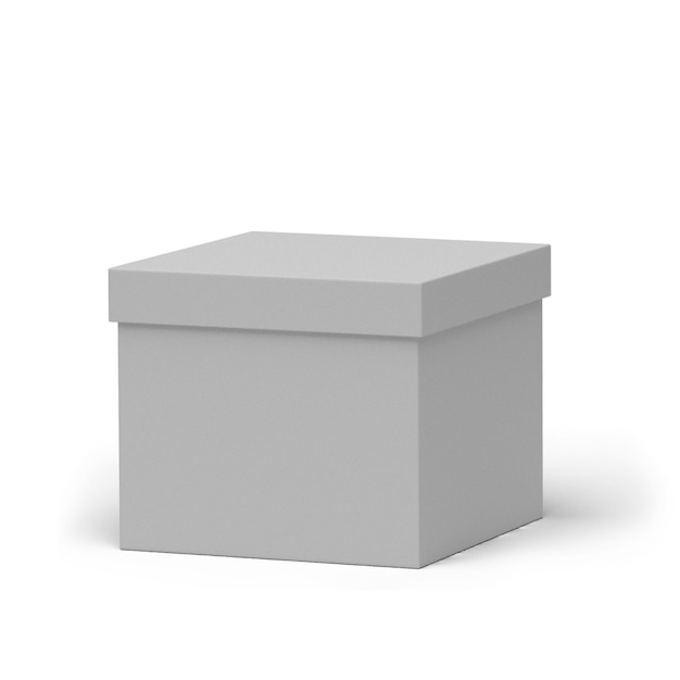 Caja de regalo blanca en blanco aislada en blanco para el diseño de concepto actual