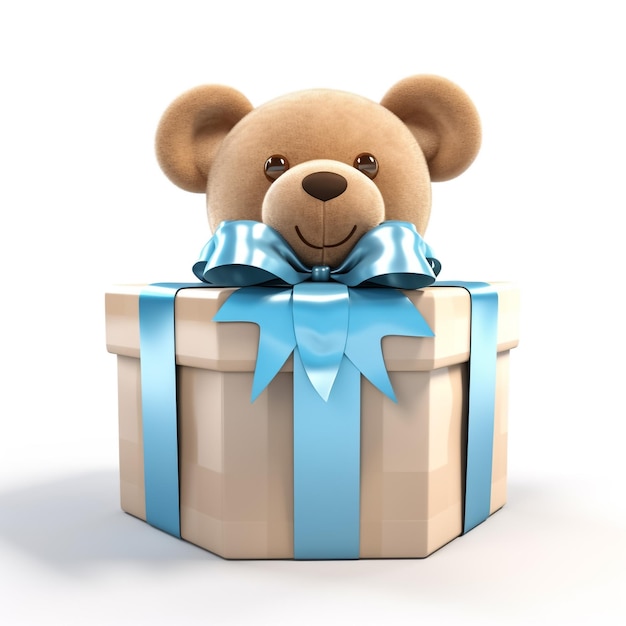 Caja de regalo blanca con un lazo de cinta azul
