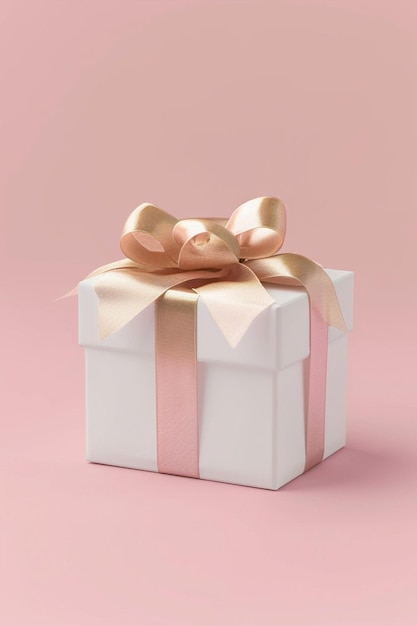 Caja de regalo blanca minimalista con un sutil lazo de oro