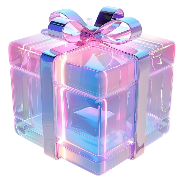 Caja de regalo con cinta y arco aislado en fondo blanco renderizado en 3D
