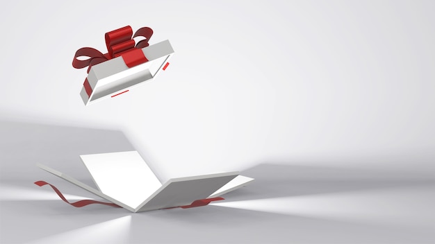 Caja de regalo con cinta de colores render 3d