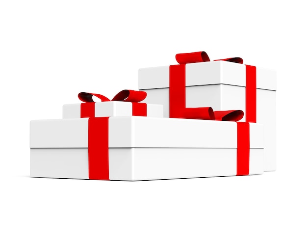 caja de regalo con cinta roja e ilustración de empaque de lazo para las ventas de año nuevo navideño