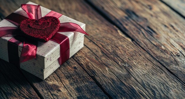 caja de regalo con cinta roja en fondo de madera caja de regalo con cinta rojo