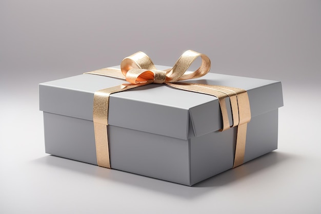 Caja de regalo de color gris con fondo blanco
