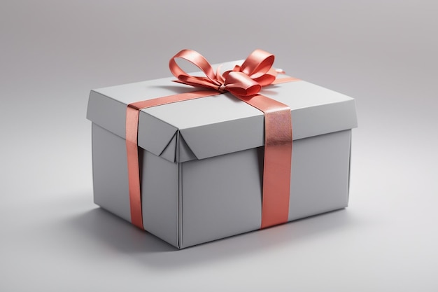 Caja de regalo de color gris con fondo blanco