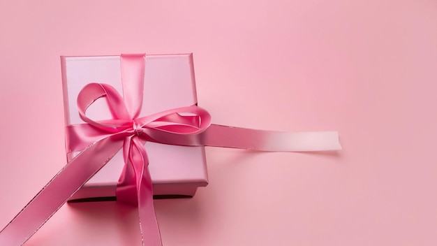 Una caja de regalo de color rosa con