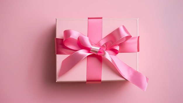 Una caja de regalo de color rosa con