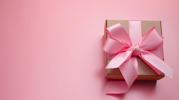 Una caja de regalo de color rosa con