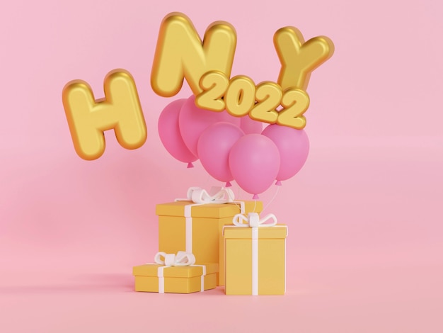 caja de regalo colorida fiesta de cumpleaños y feliz año nuevo representación 3d