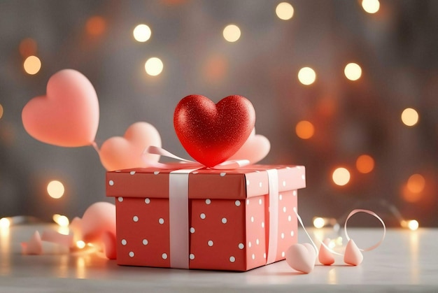 Caja de regalo con corazón rojo y caja de regalo de corazón con corazón