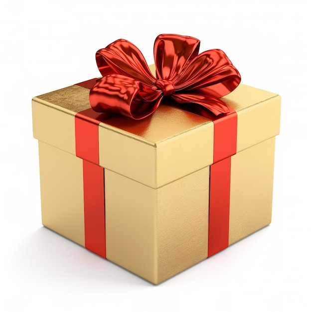 Caja de regalo dorada aislada en un fondo blanco generar ai