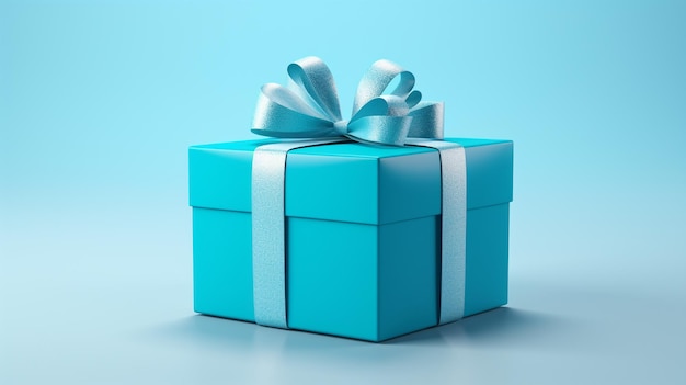 caja de regalo de fotos monocromática composición elegante y de moda en color azul en el fondo
