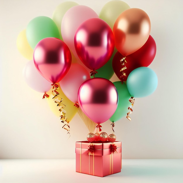 Caja de regalo con globos