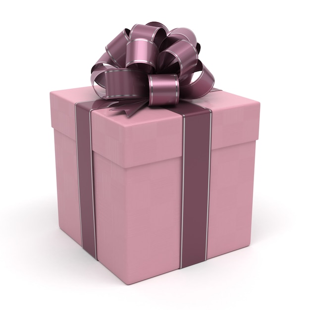 Caja de regalo con lazo rosa.