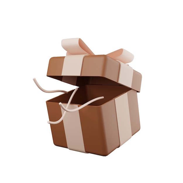 Caja de regalo marrón icono 3d