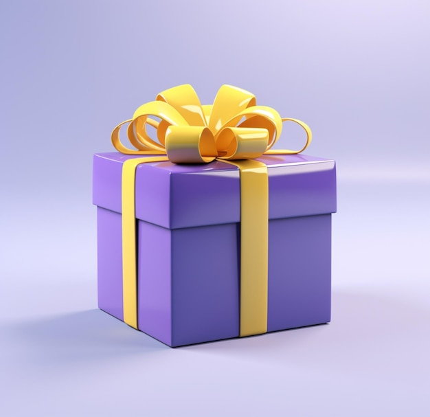 Caja de regalo morada con cinta