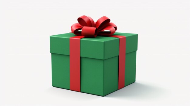 Foto caja de regalo de navidad abierta en blanco o caja de regalo verde ai generative