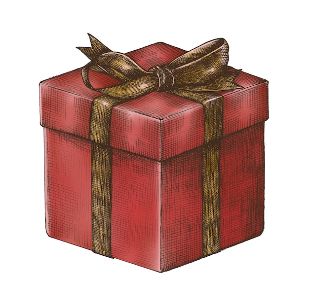 Caja de regalo png pegatina vintage ilustración de fondo transparente