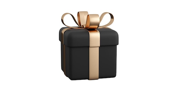 Caja de regalo realista con lazo de cinta dorada.