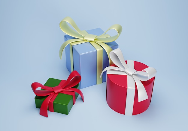Caja de regalo de render 3d para feliz navidad