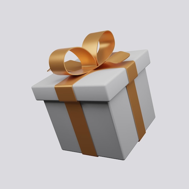 Caja de regalo de renderizado 3D con cinta paquete de regalo ilustración 3D icono de imagen de concepto de celebración Whi