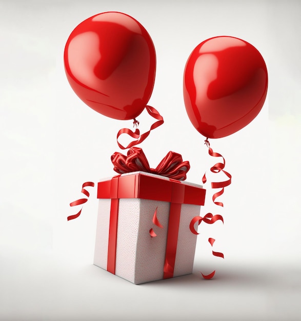 Una caja de regalo roja y blanca con una cinta que dice "amor".