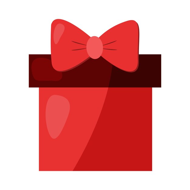 Caja de regalo roja con un gran vector de arco de cinta roja