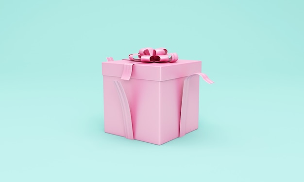 Caja de regalo rosa sobre turquesa