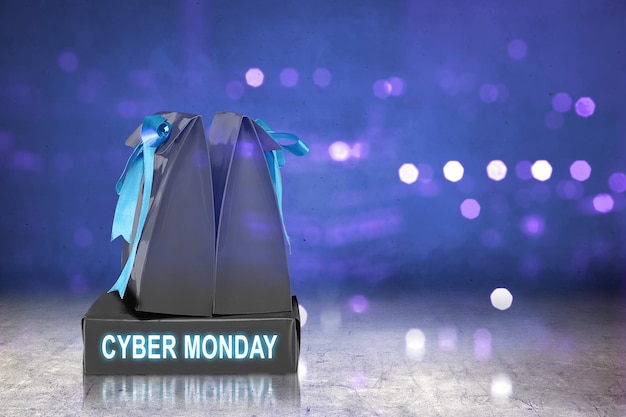 Caja de regalo con texto Cyber Monday