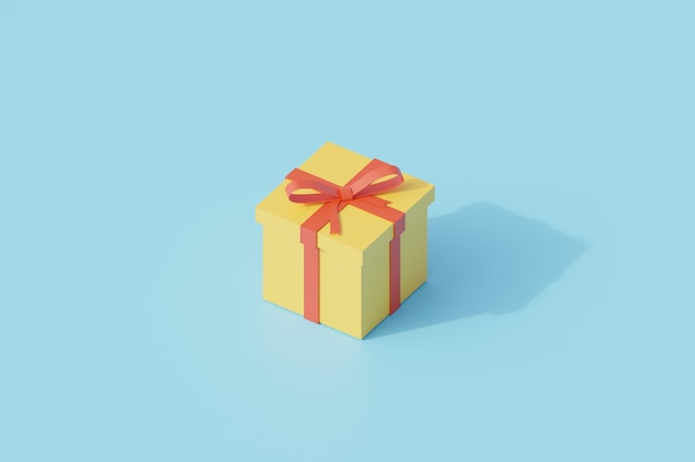 Caja de regalo único objeto aislado. Representación 3d