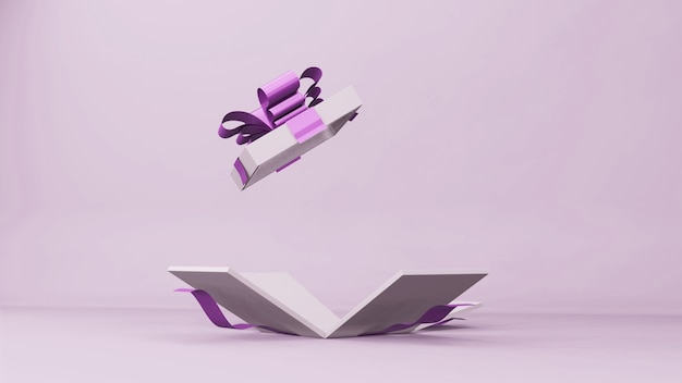 Foto caja de regalo vacía abierta render 3d