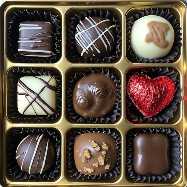 Caja de regalos de amor chocolates generados por IA