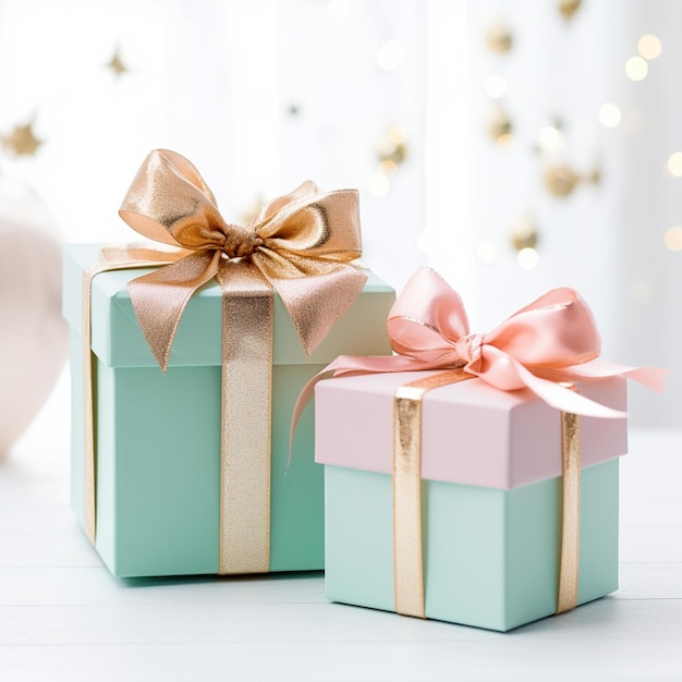 caja de regalos azul con cinta