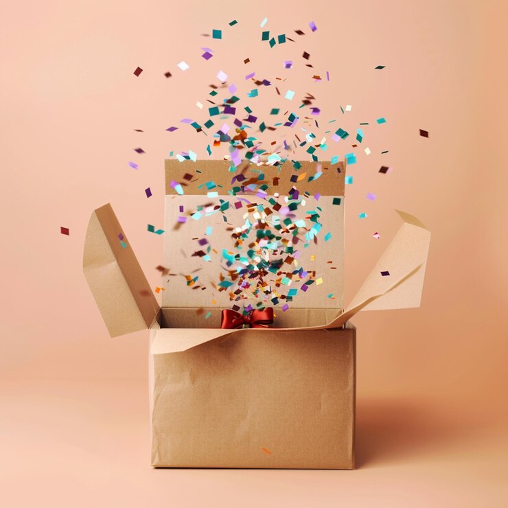 una caja de regalos con una cinta atada en un arco