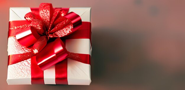 Una caja de regalos grande como sorpresa navideña con espacio para el texto