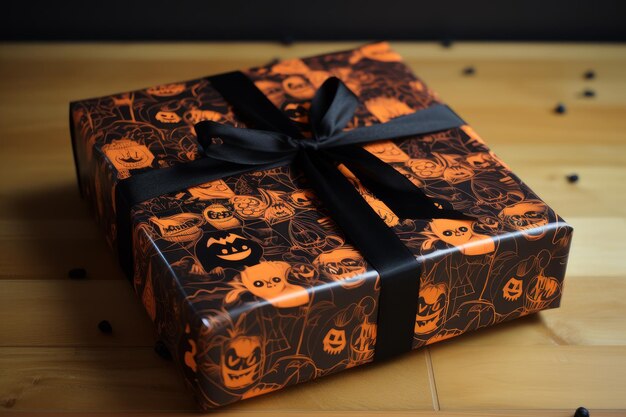 La caja de regalos de Halloween se envuelve Decoración murciélago Generar Ai