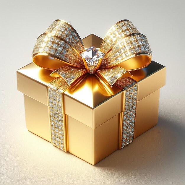 Caja de regalos instantáneos de oro con incrustaciones de diamantes rosados y negros